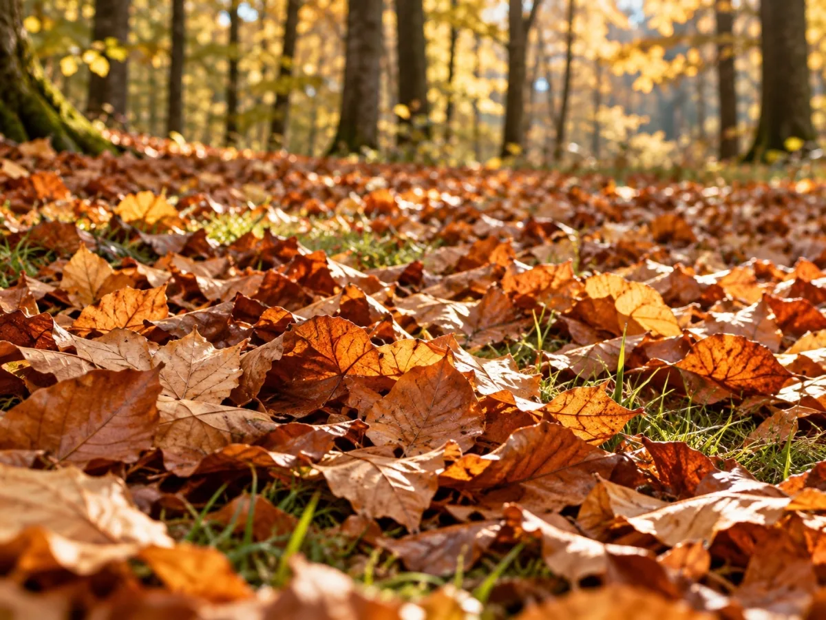 Paks kiht langenud lehti pargis